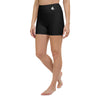 Couleurs Lagon - Yoga Surf Shorts de Bain Taille Haute NOIR - 1 poche ceinture - 3/4 avant gauche logo