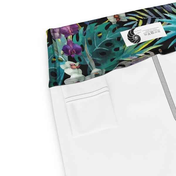 Détail tissu et poche ceinture yoga short libellule — Couleurs Lagon