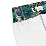 Détail tissu et poche ceinture yoga short libellule — Couleurs Lagon
