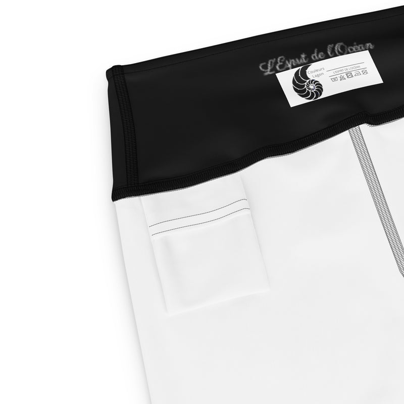 Couleurs Lagon - Yoga Surf Shorts de Bain Taille Haute NOIR - 1 poche ceinture - étiquette intérieur