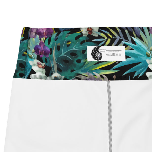 Détail coutures plates yoga short noir libellule — Couleurs Lagon Nouvelle-Calédonie