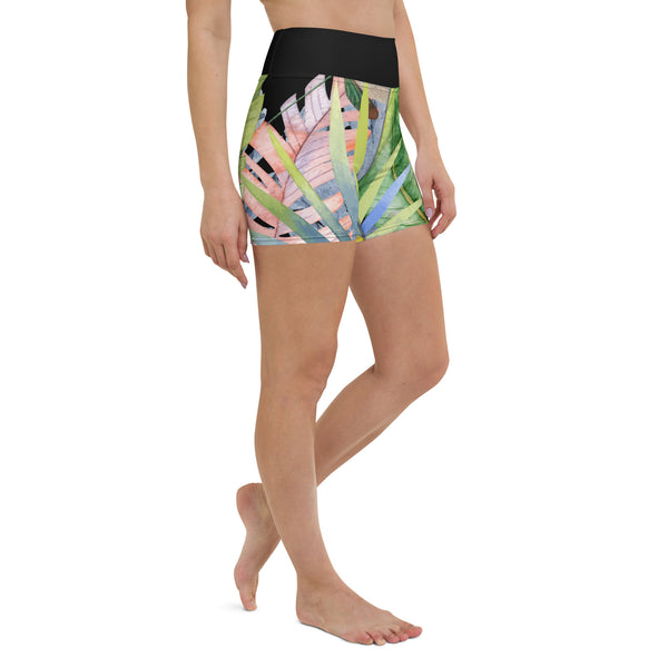Short yoga sport nautique hibiscus UPF50+ — côté droit avant Couleurs Lagon