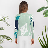 dos sur fille - Lycra Manche Longue UPF50 Ado 8-20 Vert Lagon - Couleurs Lagon