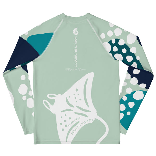 dos a plat 2 - Lycra Manche Longue UPF50 Ado 8-20 Vert Lagon - Couleurs Lagon