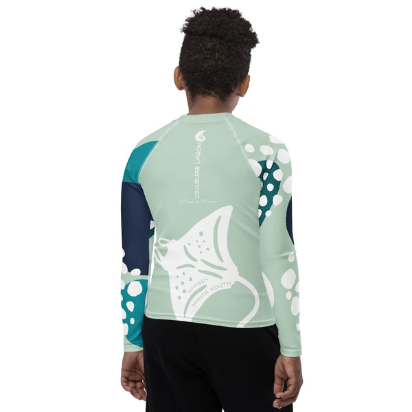 dos garçon - Lycra Manche Longue UPF50 Ado 8-20 Vert Lagon - Couleurs Lagon