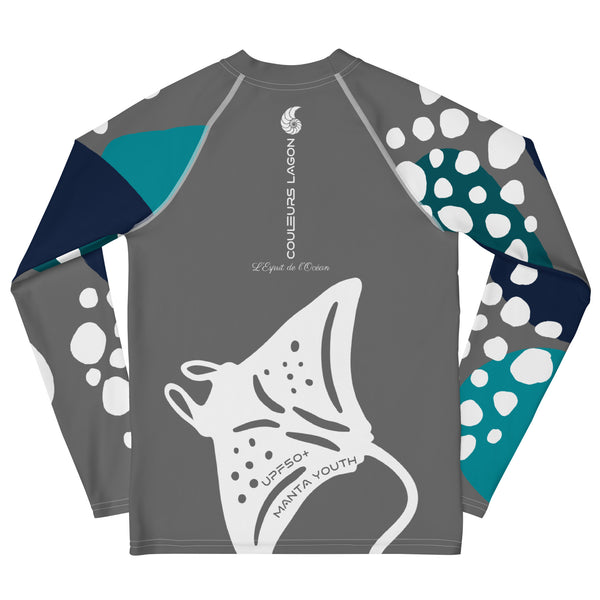 dos à plat - Lycra Manche Longue UPF50 Ado 8-20 Gris - Couleurs Lagon