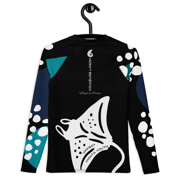 dos cintre - Lycra Manche Longue UPF50 Ado 8-20 Noir - Couleurs Lagon