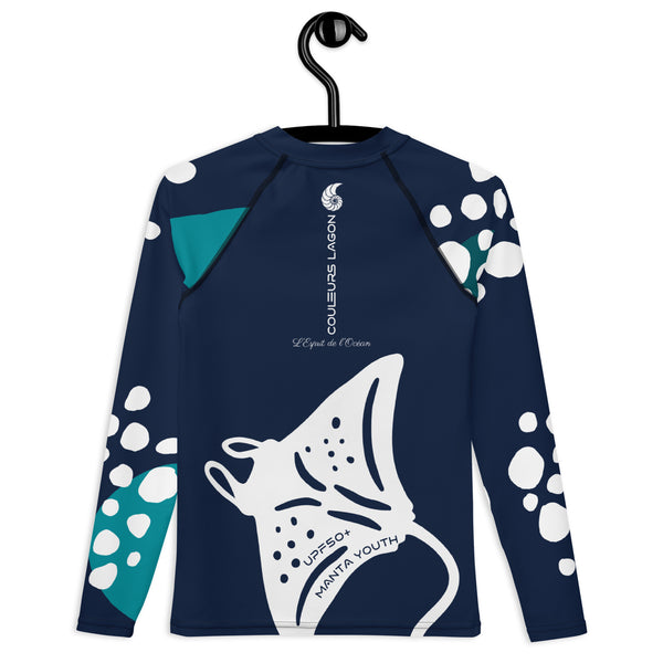 dos cintre - Lycra Manche Longue UPF50 Ado 8-20 Bleu Marine - Couleurs Lagon