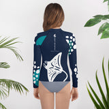 dos bikini - Lycra Manche Longue UPF50 Ado 8-20 Bleu Marine - Couleurs Lagon