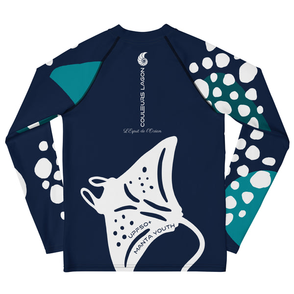dos a plat - Lycra Manche Longue UPF50 Ado 8-20 Bleu Marine - Couleurs Lagon