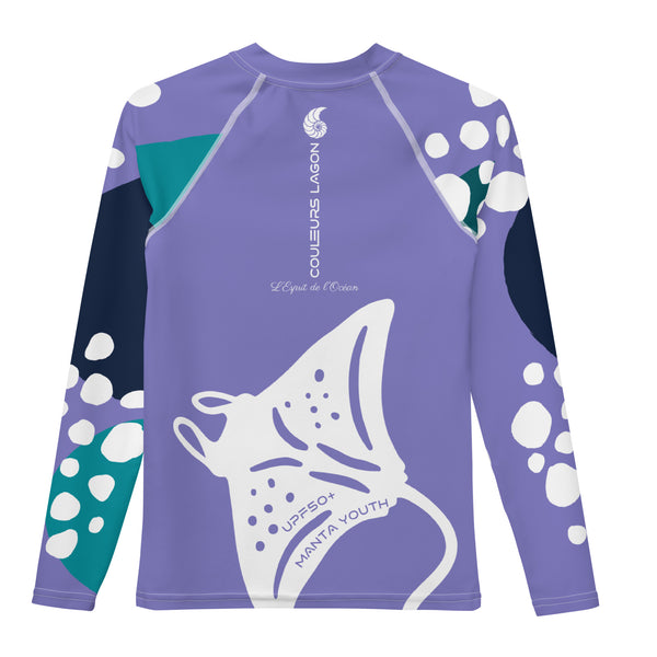 dos à plat - Lycra Manche Longue UPF50 Ado 8-20 Lavande - Couleurs Lagon