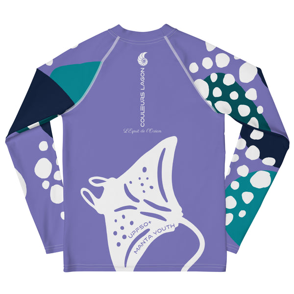 dos à plat 2 - Lycra Manche Longue UPF50 Ado 8-20 Lavande - Couleurs Lagon