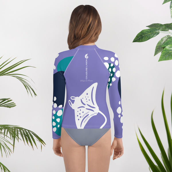 dos bikini floral - Lycra Manche Longue UPF50 Ado 8-20 Lavande - Couleurs Lagon
