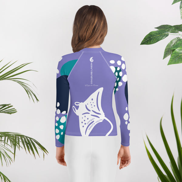 dos leggings floral - Lycra Manche Longue UPF50 Ado 8-20 Lavande - Couleurs Lagon