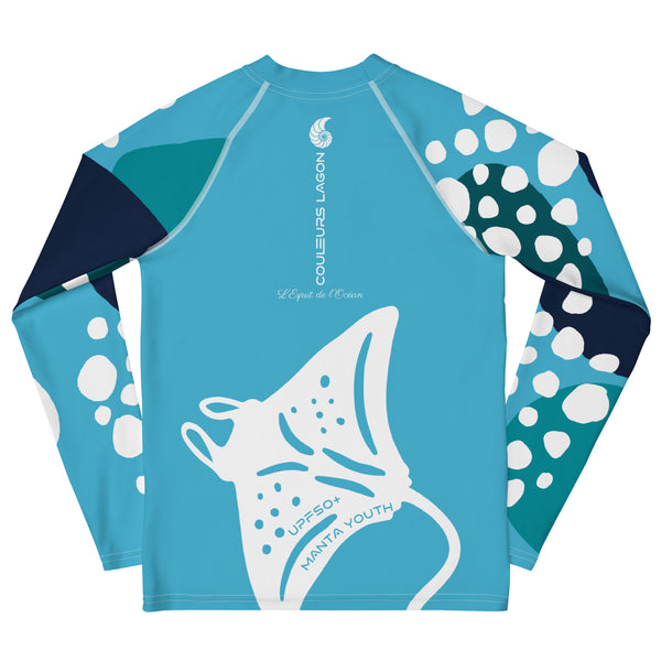 dos - Lycra Manche Longue UPF50 Ado 8-20 Bleu Ciel - Couleurs Lagon