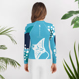 dos floral - Lycra Manche Longue UPF50 Ado 8-20 Bleu Ciel - Couleurs Lagon