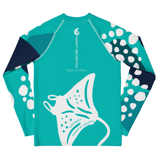 dos à plat - Lycra Manche Longue UPF50 Ado 8-20 Turquoise - Couleurs Lagon