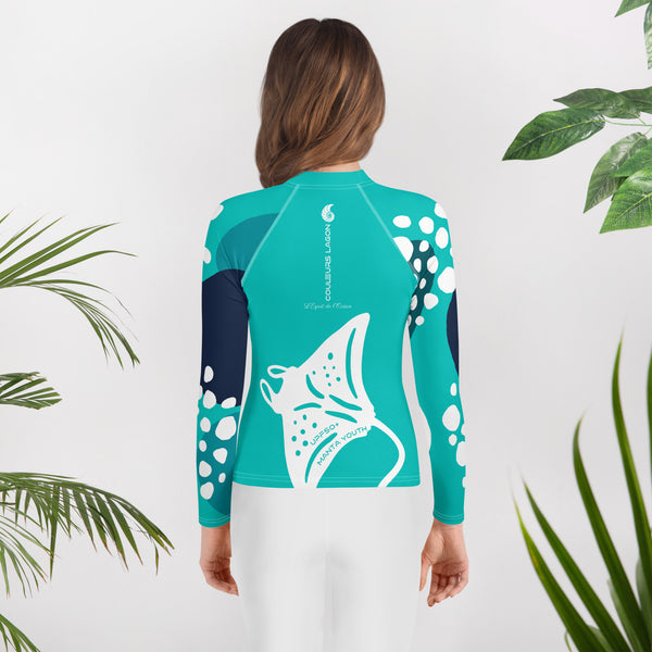 dos legging - Lycra Manche Longue UPF50 Ado 8-20 Turquoise - Couleurs Lagon