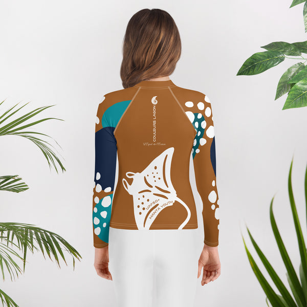 dos legging floral - Lycra Manche Longue UPF50 Ado 8-20 Caramel - Couleurs Lagon
