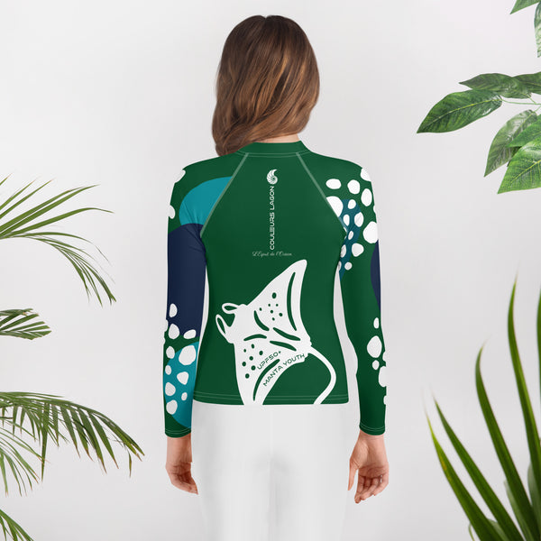 dos legging floral - Lycra Manche Longue UPF50 Ado 8-20 Foret Verte - Couleurs Lagon