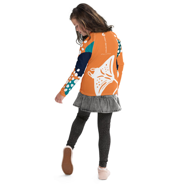 dos ecole - Lycra Manche Longue UPF50 Ado 8-20 Orange - Couleurs Lagon