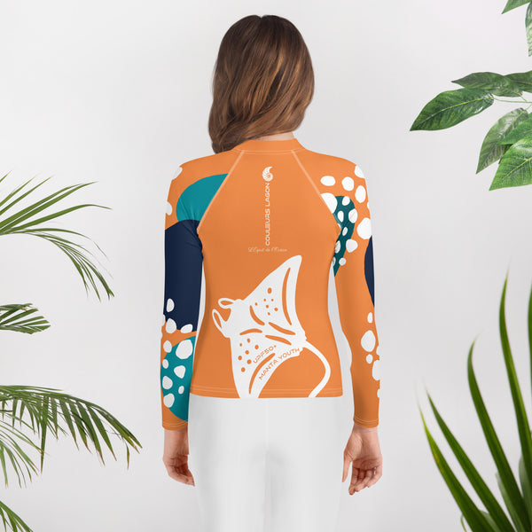 dos floral - Lycra Manche Longue UPF50 Ado 8-20 Orange - Couleurs Lagon