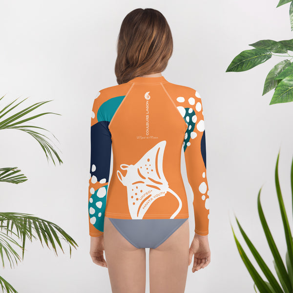 dos bikini floral - Lycra Manche Longue UPF50 Ado 8-20 Orange - Couleurs Lagon