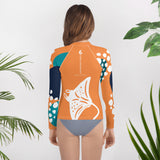 dos bikini floral - Lycra Manche Longue UPF50 Ado 8-20 Orange - Couleurs Lagon