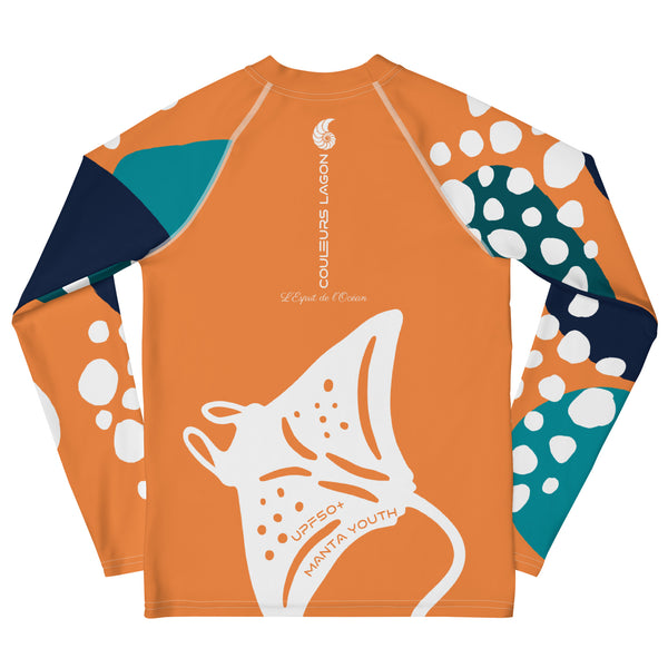 dos à plat - Lycra Manche Longue UPF50 Ado 8-20 Orange - Couleurs Lagon