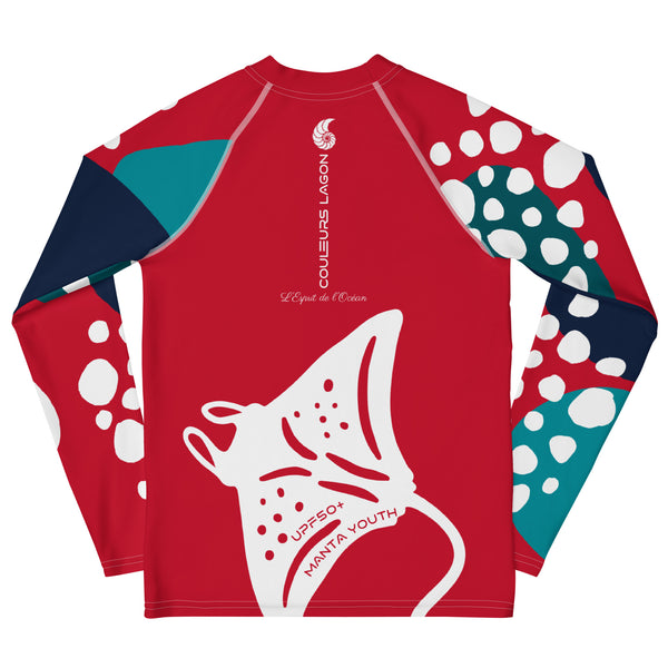dos à plat - Lycra Manche Longue UPF50 Ado 8-20 Rouge - Couleurs Lagon