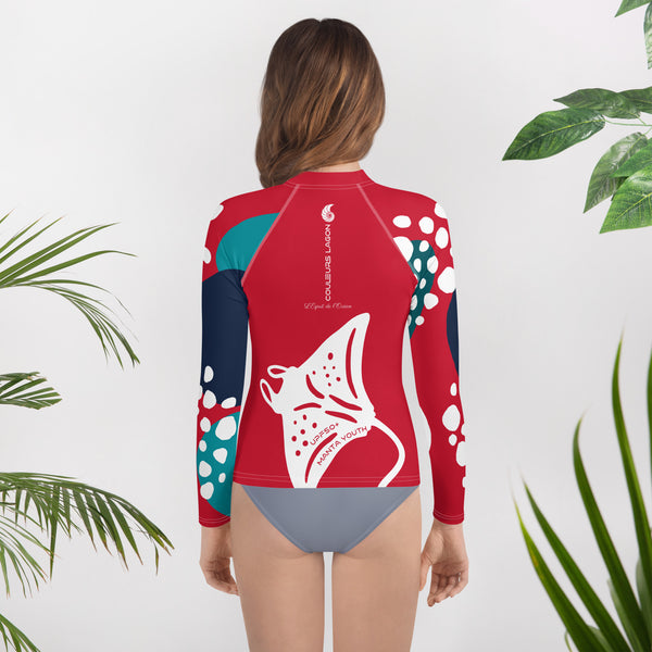 dos bikini floral - Lycra Manche Longue UPF50 Ado 8-20 Rouge - Couleurs Lagon