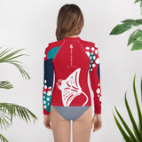 dos bikini floral - Lycra Manche Longue UPF50 Ado 8-20 Rouge - Couleurs Lagon