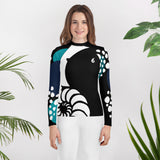 avant floral - Lycra Manche Longue UPF50 Ado 8-20 Noir - Couleurs Lagon