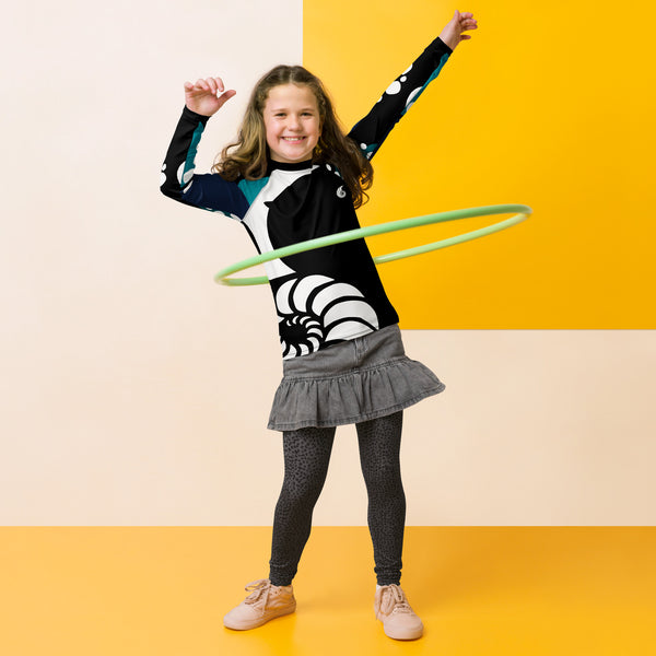 avant école - Lycra Manche Longue UPF50 Ado 8-20 Noir - Couleurs Lagon