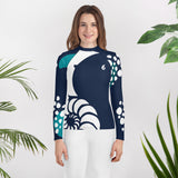 avant legging floral - Lycra Manche Longue UPF50 Ado 8-20 Bleu Marine - Couleurs Lagon