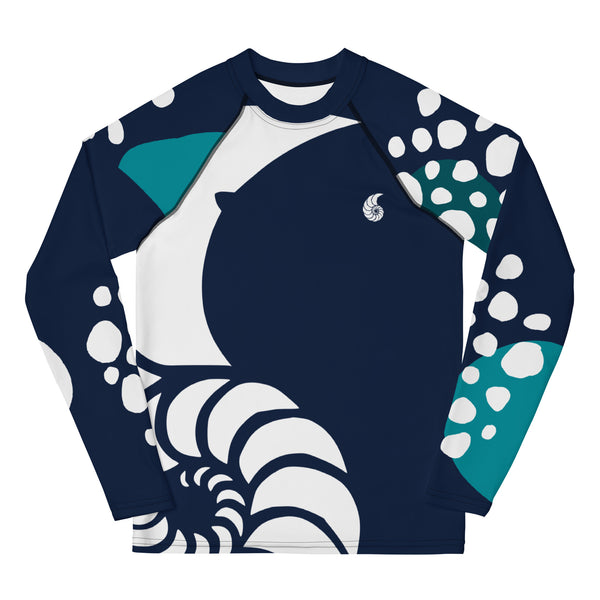 avant à plat - Lycra Manche Longue UPF50 Ado 8-20 Bleu Marine - Couleurs Lagon
