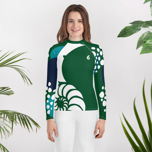 avant floral legging - Lycra Manche Longue UPF50 Ado 8-20 Foret Verte - Couleurs Lagon
