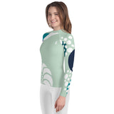 avant gauche fille - Lycra Manche Longue UPF50 Ado 8-20 Vert Lagon - Couleurs Lagon
