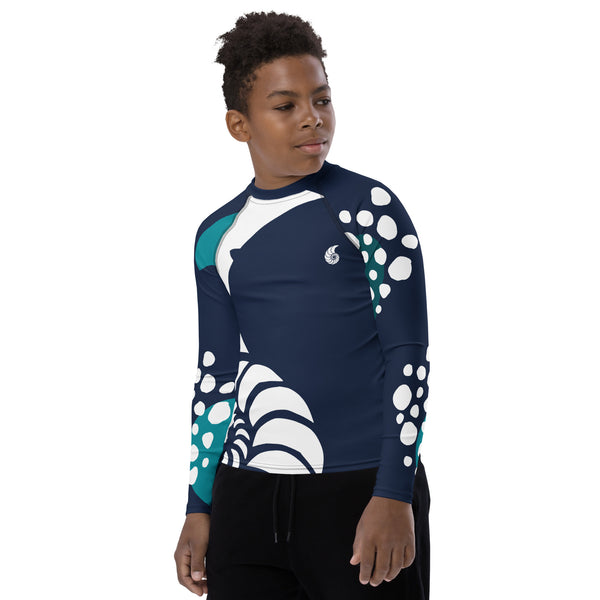 gauche f fb - Lycra Manche Longue UPF50 Ado 8-20 Bleu Marine - Couleurs Lagon