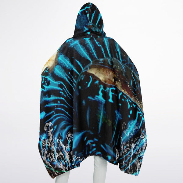 dos femme - Poncho Plaid Polaire à Capuche – Flannel Surf & Cocooning | Couleurs Lagon