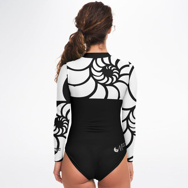 Combinaison surf femme MITI Nautile Blanc dos — fermeture zip UPF50+ Couleurs Lagon