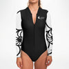 zip av - Combi surf manches longues MITI caraco Nautile Blanc Couleurs Lagon