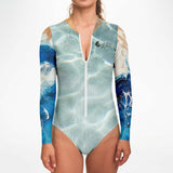 zip avant - Combi surf manches longues MITI caraco Marine Couleurs Lagon