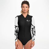 Combinaison surf femme manches longues MITI Nautile Blanc vue avant — protection UV Couleurs Lagon