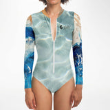 zip avant - Combi surf manches longues MITI caraco Marine Couleurs Lagon