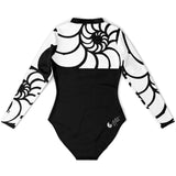 Combi surf femme MITI Nautile Blanc à plat dos — tissu polyester élasthanne Couleurs Lagon
