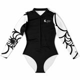 Combi surf femme MITI Nautile Blanc à plat avant — combinaison surf UPF50+ Couleurs Lagon