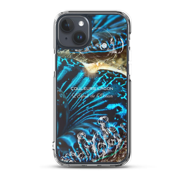 iphone 15 plus - Coque Crystal iPhone Bénitier Bleu - Couleurs Lagon