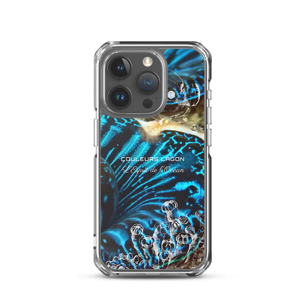 iphone 15 pro - Coque Crystal iPhone Bénitier Bleu - Couleurs Lagon