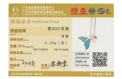 Carte certificat - Bracelet de mer en Argent Massif s925 Couleurs Lagon